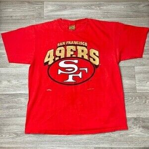 Red/Gold Vintage 90s NUTMEG 49ers NFL Football Shirt Mens size XL 90s VTG